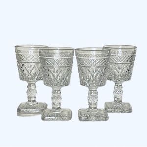 - Set of 4 Vintage Glass Wine Goblets
